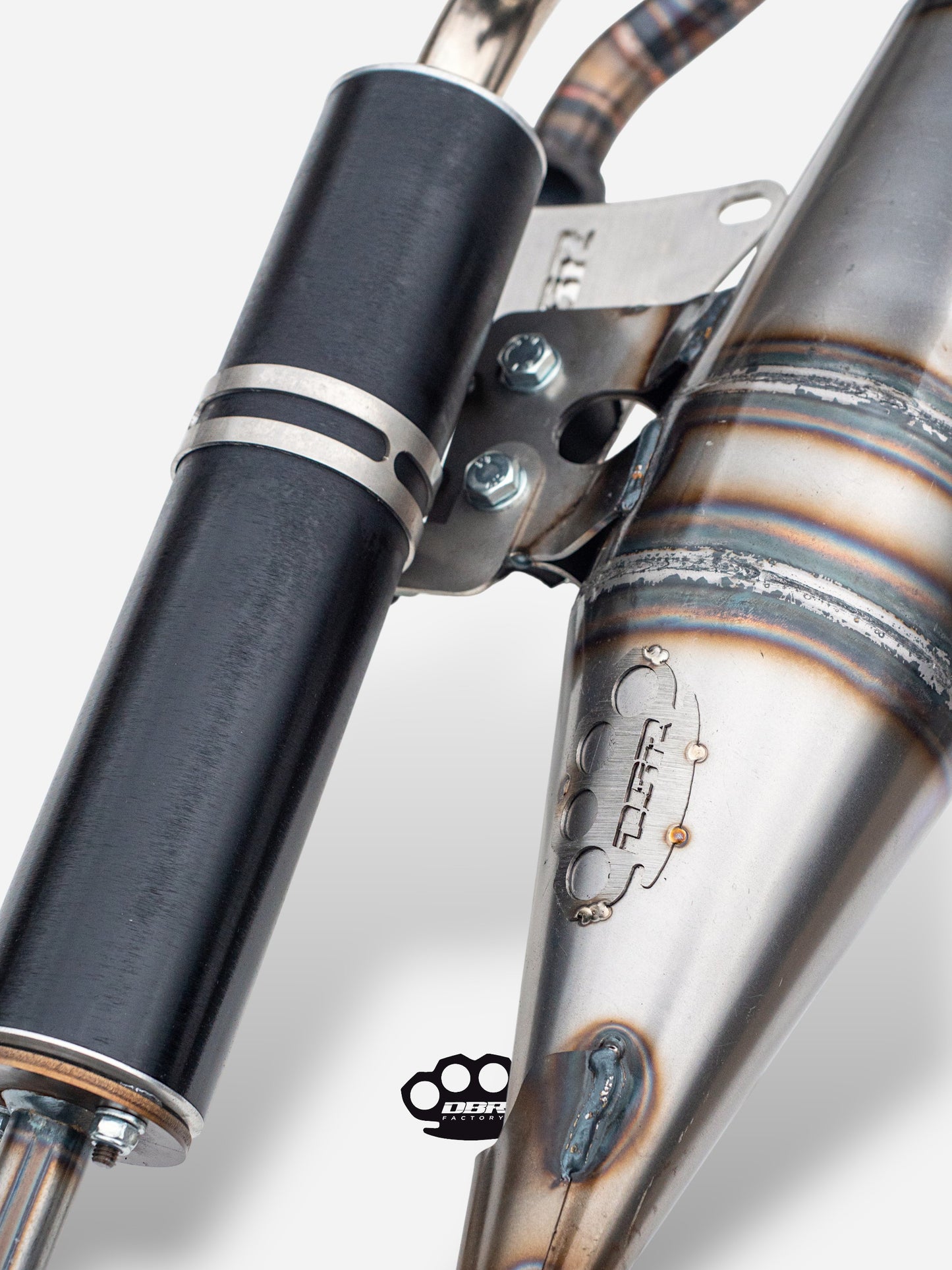 DBR Exhaust Minarelli Vertical Base - MBK Booster Spirit, Next Generation and Stunt - Yamaha Zuma and Slider